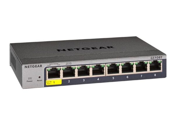 GS108T - NETGEAR - 8 Port GE Smart Managed Pro Switch, PoE Input Supported, Desktop / Wall mountable