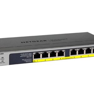GS108PP-NETGEAR - 8Port GE POE/POE+ Gigabit Unmanaged Switch, 123W PoE power budget - adj (Desktop/Wall /Rack Mountable)