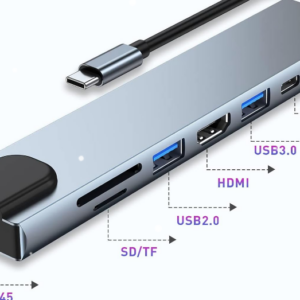 TYPE C to HDMI + USB 3.0 + Type C + RJ45 (8 IN 1)