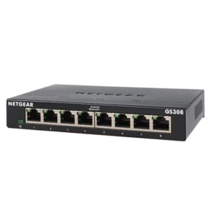 GS308 - NETGEAR - 8 Port Gigabit Switch, Unmanaged, Metal Casing, Desktop/Wall Mountable